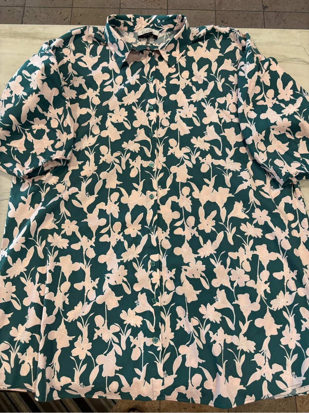 Eloquii Green Floral Short-Sleeve Button-Up Dress
